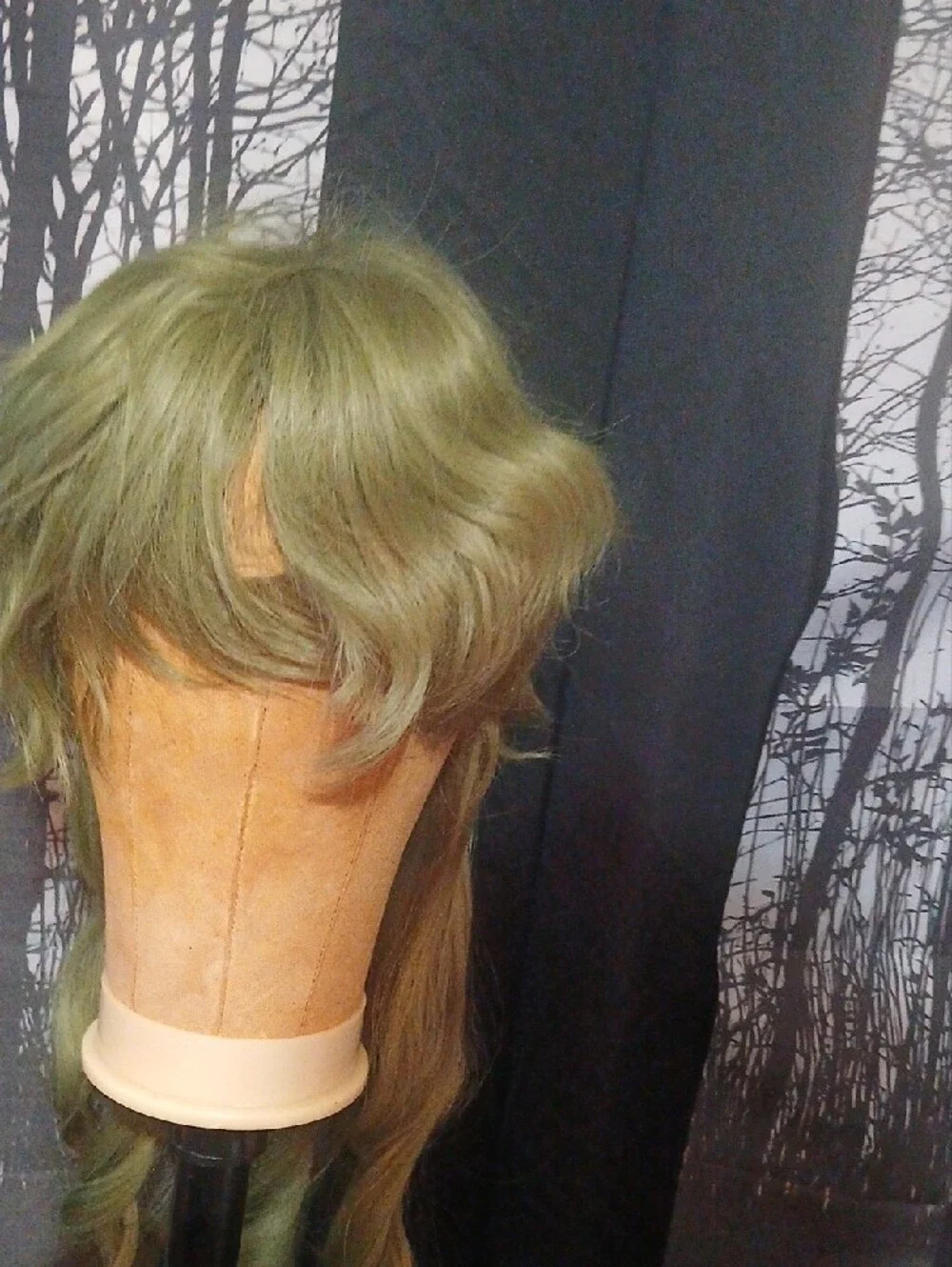 Premium Women's Long Layered Wig in Sage Green